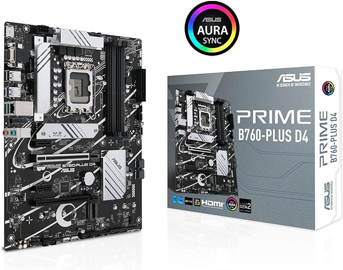 ASUS Prime B760-PLUS D4 Intel (13th and 12th Gen)LGA 1700 ATX motherboard PCIe 5.0,3xPCIe 4.0 M.2 slots,DDR4,2.5Gb LAN,DisplayPort,USB 3.2 Gen 2x2 Type-C,front USB 3.2 Gen 1 Type-C,Thunderbolt (USB4®) ASUS Prime B760-PLUS D4 Intel (13th and 12th Gen)LGA 1700 ATX motherboard PCIe 5.0,3xPCIe 4.0 M.2 slots,DDR4,2.5Gb LAN,DisplayPort,USB 3.2 Gen 2x2 Type-C,front USB 3.2 Gen 1 Type-C,Thunderbolt (USB4®)